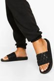 Black Pyramid Padded Sliders